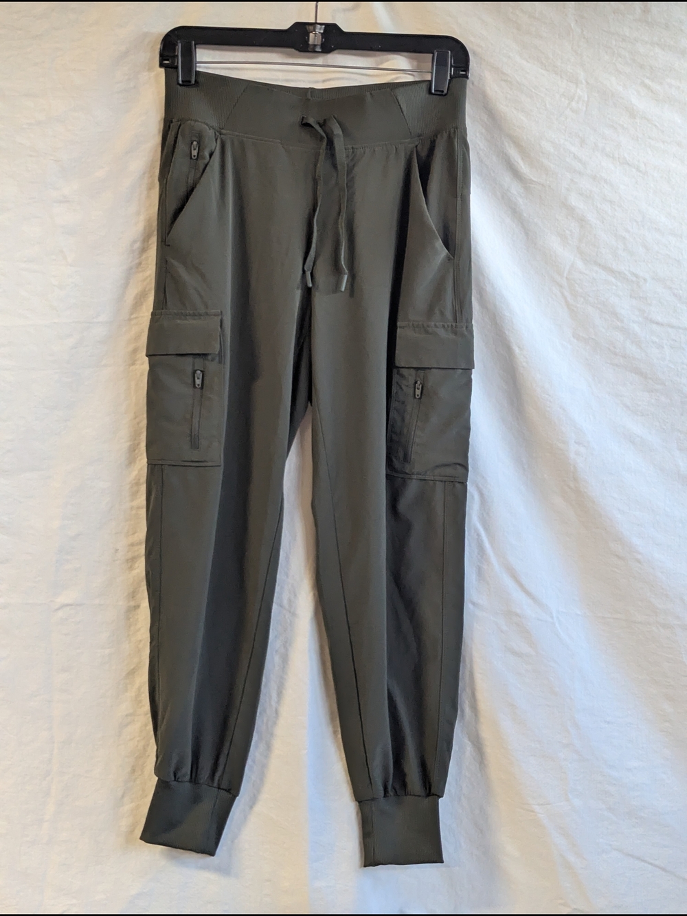 Women's Olive Cargo Joggers with Drawstring Waist